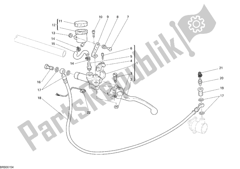 All parts for the Clutch Master Cylinder of the Ducati Monster S2R 1000 2008